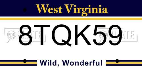 8TQK59 West Virginia License Plate