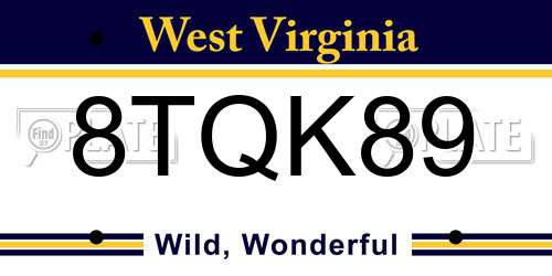 8TQK89 West Virginia License Plate