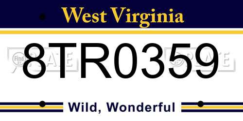 8TR0359 West Virginia License Plate