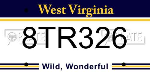 8TR326 West Virginia License Plate