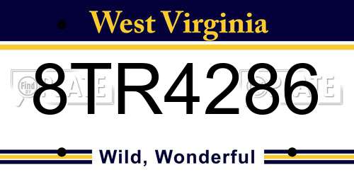 8TR4286 West Virginia License Plate