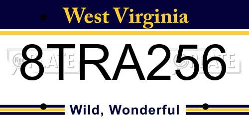 8TRA256 West Virginia License Plate