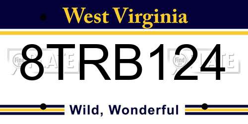 8TRB124 West Virginia License Plate
