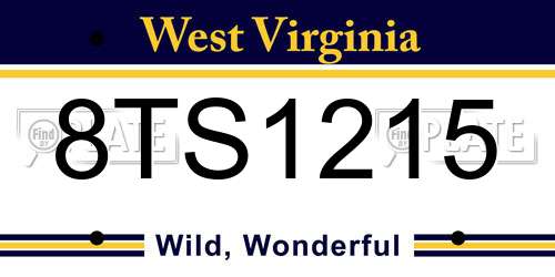 8TS1215 West Virginia License Plate