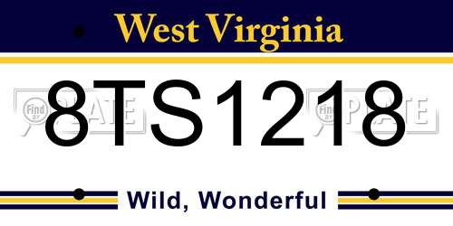 8TS1218 West Virginia License Plate