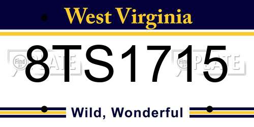 8TS1715 West Virginia License Plate