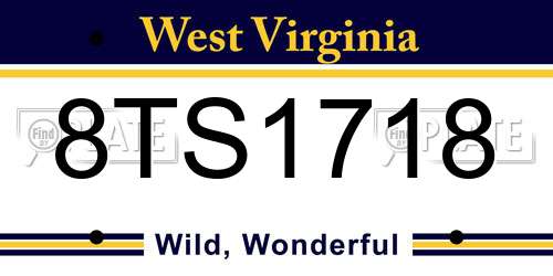 8TS1718 West Virginia License Plate