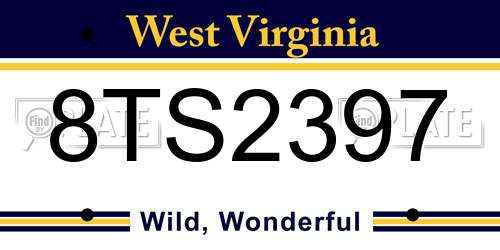 8TS2397 West Virginia License Plate