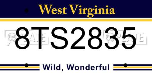8TS2835 West Virginia License Plate