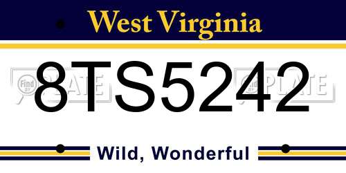 8TS5242 West Virginia License Plate