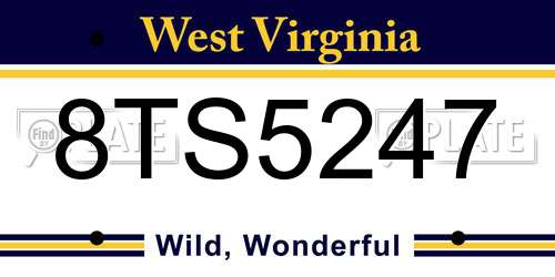 8TS5247 West Virginia License Plate