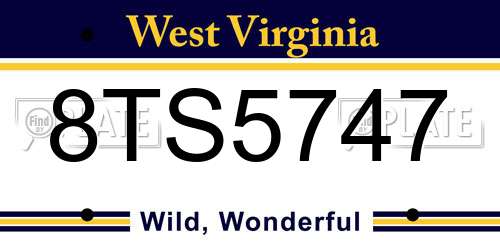 8TS5747 West Virginia License Plate