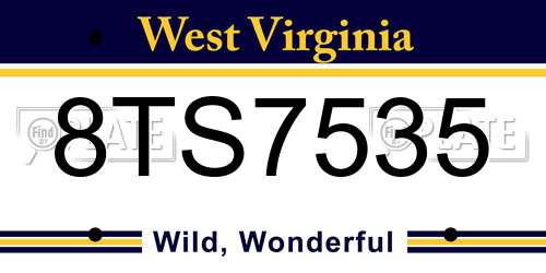 8TS7535 West Virginia License Plate