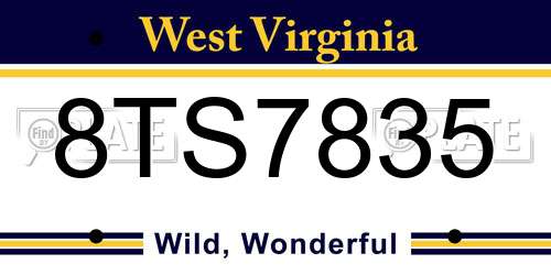 8TS7835 West Virginia License Plate