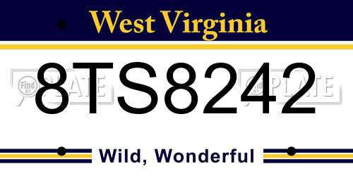 8TS8242 West Virginia License Plate