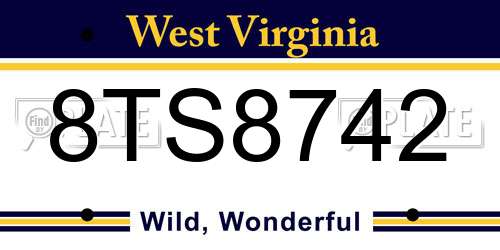 8TS8742 West Virginia License Plate