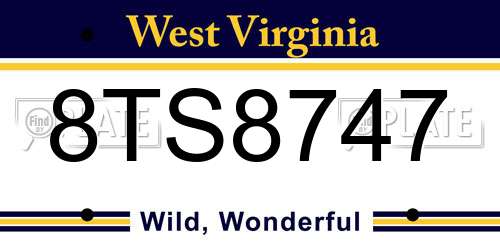 8TS8747 West Virginia License Plate