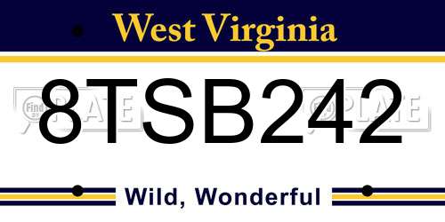 8TSB242 West Virginia License Plate