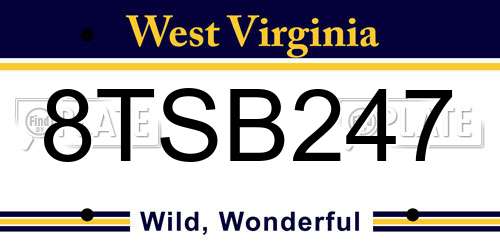 8TSB247 West Virginia License Plate