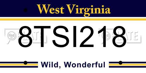 8TSI218 West Virginia License Plate