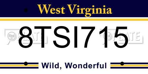 8TSI715 West Virginia License Plate