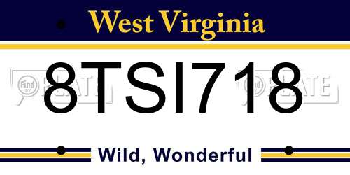 8TSI718 West Virginia License Plate