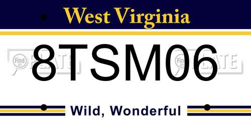 8TSM06 West Virginia License Plate