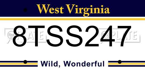 8TSS247 West Virginia License Plate