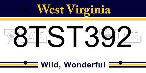 8TST392 West Virginia License Plate