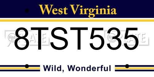 8TST535 West Virginia License Plate