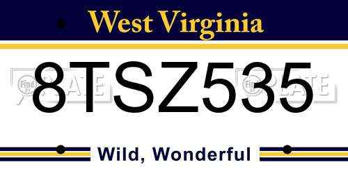 8TSZ535 West Virginia License Plate