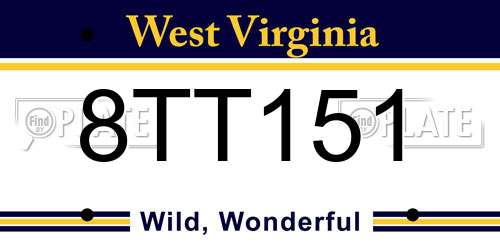 8TT151 West Virginia License Plate