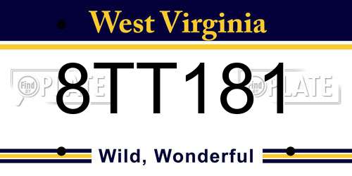 8TT181 West Virginia License Plate