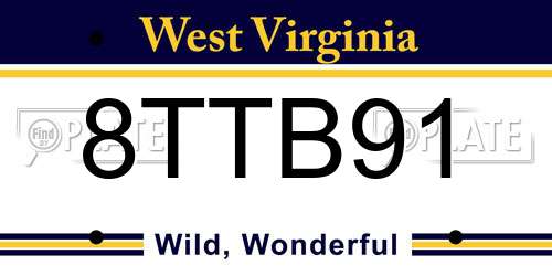 8TTB91 West Virginia License Plate