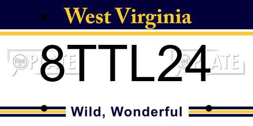 8TTL24 West Virginia License Plate