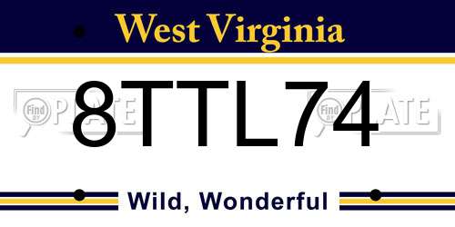 8TTL74 West Virginia License Plate