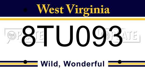 8TU093 West Virginia License Plate