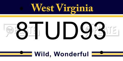 8TUD93 West Virginia License Plate