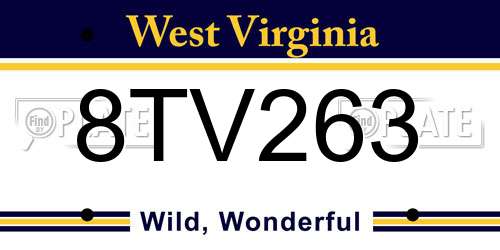 8TV263 West Virginia License Plate