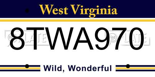 8TWA970 West Virginia License Plate