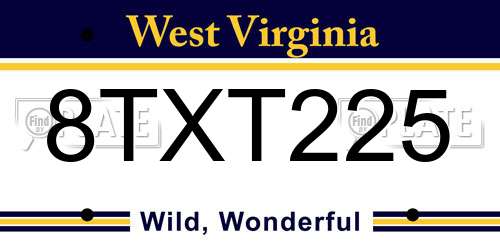 8TXT225 West Virginia License Plate