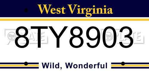8TY8903 West Virginia License Plate