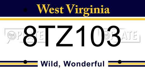 8TZ103 West Virginia License Plate