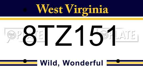 8TZ151 West Virginia License Plate