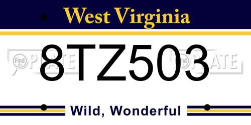 8TZ503 West Virginia License Plate