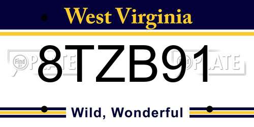 8TZB91 West Virginia License Plate