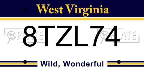 8TZL74 West Virginia License Plate