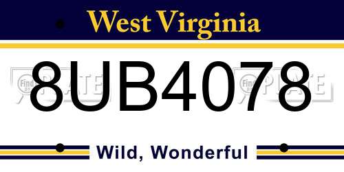 8UB4078 West Virginia License Plate