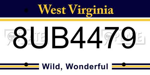 8UB4479 West Virginia License Plate