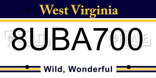 8UBA700 West Virginia License Plate